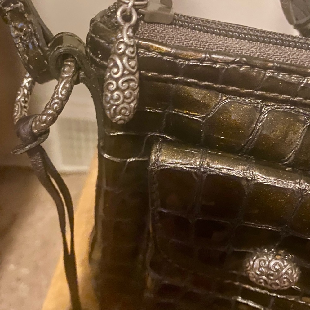 Brighton brand Cher Modern Mini handbag Brown & gold metallic color No flaws - Picture 12 of 16
